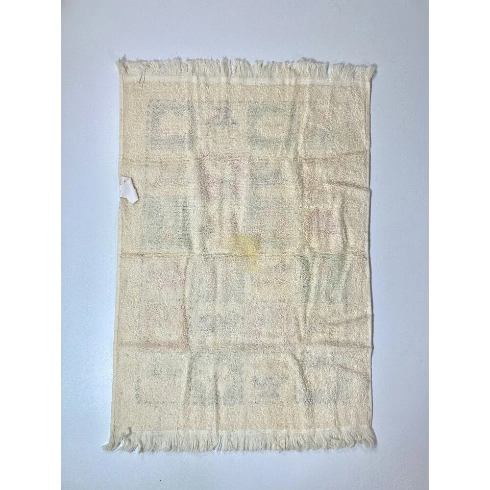 Vtg Cannon Hand Towel Farm Animal Pineapple Grid Print Cotton (See Pics)